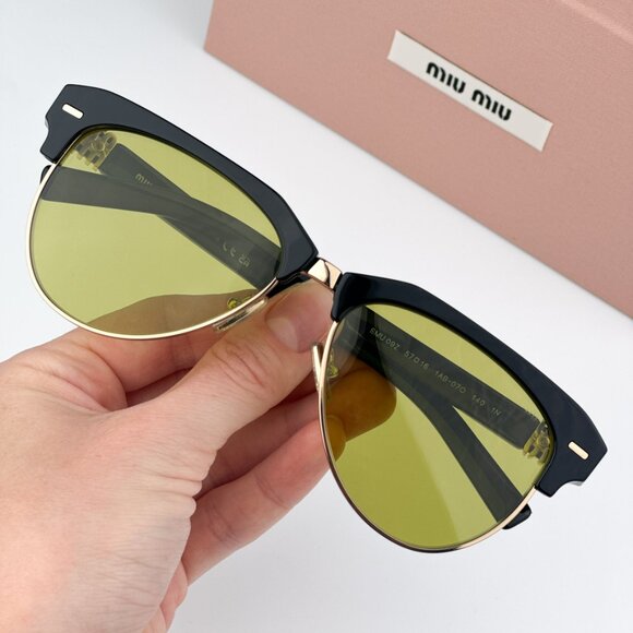 Miu Miu MU09ZS 1AB07O BRAND NEW Sunglasses Black Olive Green Browline Unisex main image 13